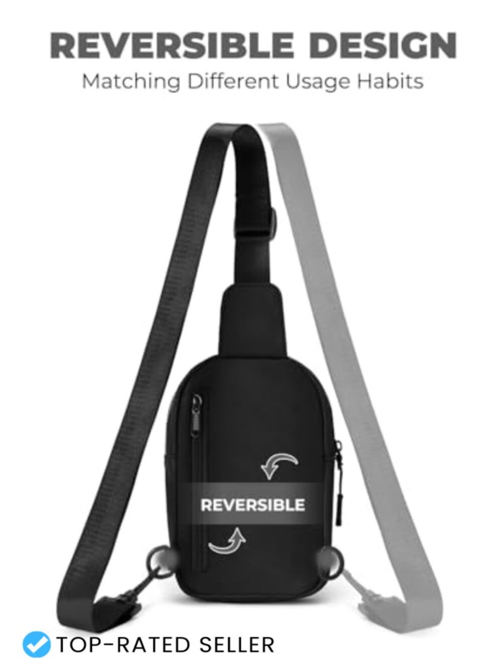 Water-Resistant Nylon Sling Bag Crossbody Fanny Pack with Extended Strap - Picture 4 of 6
